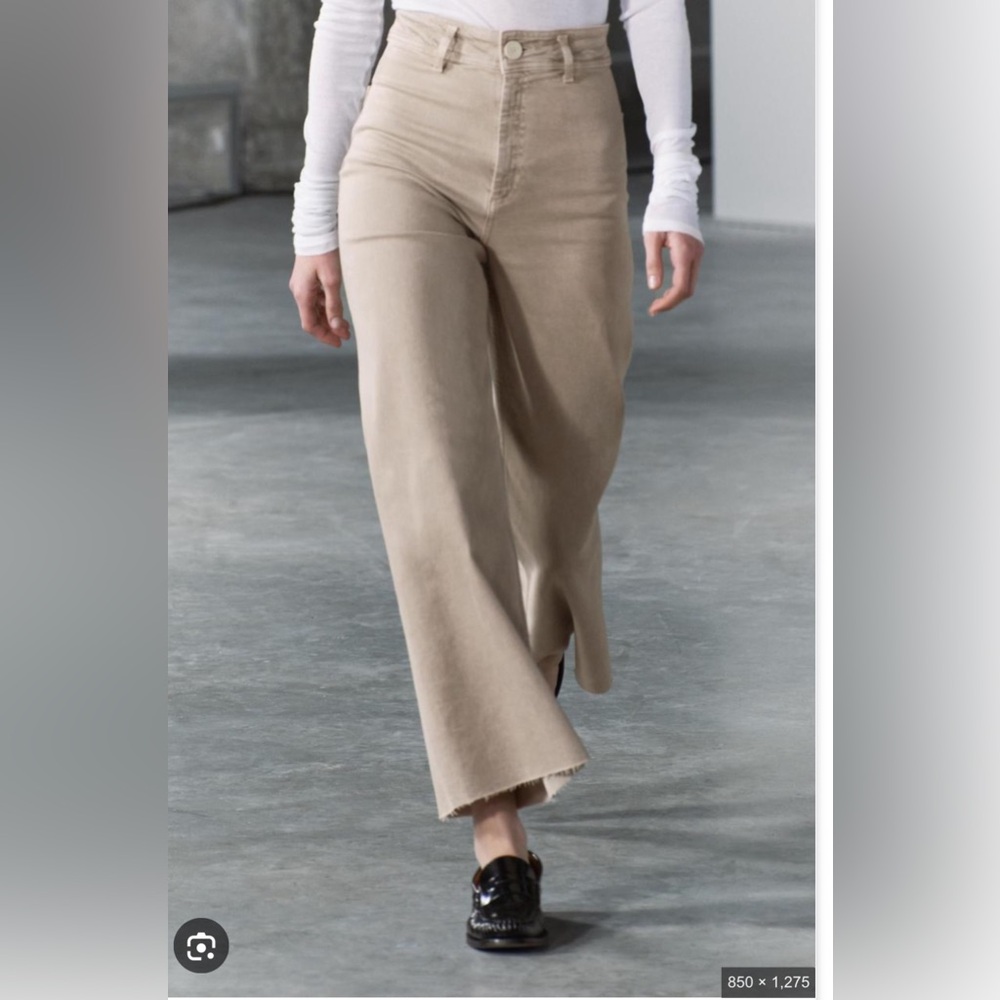 Zara Tan Wide-Leg Pants